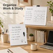 1pc Double-Sided Desktop Whiteboard With Stand, Portable Mini Dry Erase Writing Board, With Adjustable Folding Aluminum Alloy Frame And Accessories, Suitable For Office, Home, School, Classroom, Learning, Teaching, Drawing, Note-Taking, Reminder And Back To School Supplies - White - View 10