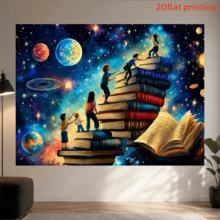 1pc Climbing Dream Theme Banner, Vibrant Space Theme With Astronaut And Planet Patterns, Polyester Material, 2D Flat Design, Suitable For Family Gatherings - A - View 1