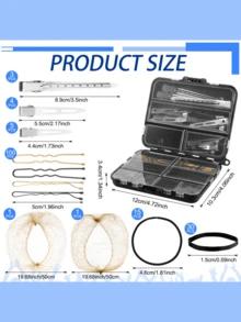 160 Pcs Hair Accessories Kit Complete Set With Bobby Pins Hair Clips Hair Nets Ties Storage Case For Ballet Dance Competition - 金色 - 查看 3