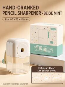 1pc Kids Hand-Crank Pencil Sharpener, Labor-Saving Durable Manual Pencil Sharpener, Suitable For Elementary Students, School Supplies & Back To School - Multicolor - View 9