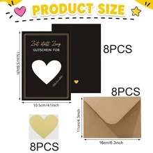 8 Juegos de Cupones Personalizables con Pegatinas Raspables y Sobres, Tarjetas Raspables DIY, Tiempo de Regalo, Cupones para Rellenar, Tarjetas de Tiempo de Regalo Raspables - Ver 6