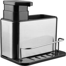 1pc Kitchen Sink Multi-Function Storage Rack 3-In-1 Dish Soap Dispenser Pump, Metal Countertop Organizer, Detachable Drain Base, Sponge Scrubber Steel Wool Pot Brush Storage Basket, Large Capacity Soap Dispenser, Space-Saving Sink Side Organizer, Easy To Disassemble And Rinse, Anti-Water Accumulation, Household Kitchen Cleaning Tool Storage Box - View 13