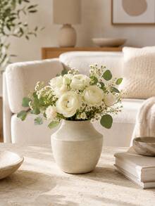 1pc Beige Textured Vase, Modern Minimalist Flower Vase For Fresh Flowers & Greenery, Neutral Boho Farmhouse Home Decor For Living Room, Entryway, Dining Table, Shelf, Mantel, Tabletop Centerpiece And Housewarming Gift - Multiple Styles - View 2
