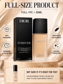 Dior Forever Foundation (Matte Finish) #0N, ukuran penuh 30ml/sampel 5ml/ukuran mini 2.7ml, foundation dengan coverage tahan lama, menyamarkan pori-pori dan mengontrol minyak, cocok untuk jenis kulit berminyak dan normal. - Dior Matte Foundation #ON - View 5