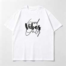 Printed Men's Short-Sleeve Shirt T Summer Round-Neck Cotton Shirt, Casual And Versatile, Suitable For Couples - 白色2 - 查看 2