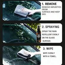 Car Anti-Fog Rain Repellent Spray, Windshield Clear Vision, Anti-Rain Coating Agent, Window Mirror Defogger, Auto Glass Waterproof Spray Car Care Accessory - 100ml+sponge - View 6