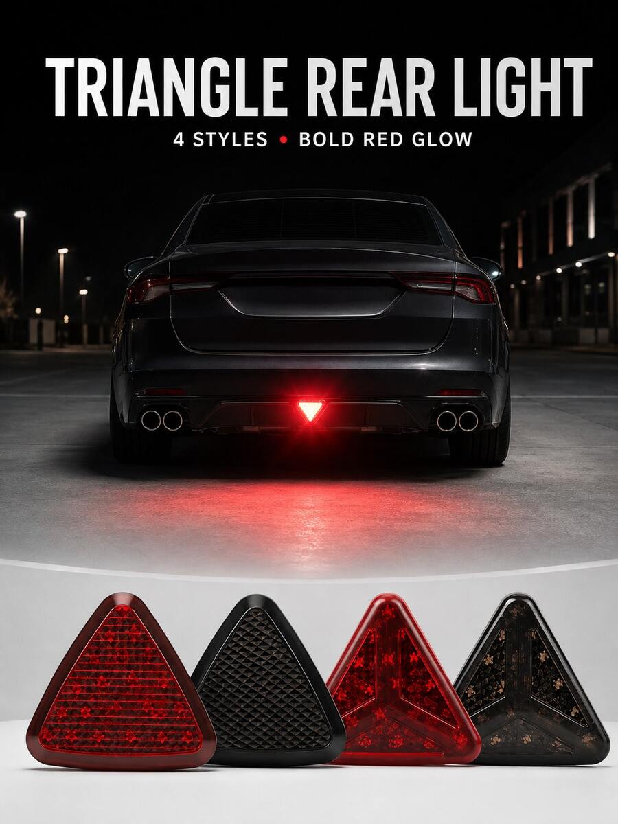 XF.Meraki F1 Style Brake Light, Daytime Running Light, Fog Light, Rear Tail Light, Third Brake Light, Waterproof Triangle Warning Flashing Light, 12 LED, Universal Motorcycle Truck Safety Stop Accessory - A - View 1