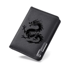 Men Chinese Dragon Print Bi‑Fold Wallet, PU Leather Multi‑Card Slots Short Purse, Slim Portable Cash Card Holder For Daily Use - Multicolor - View 15