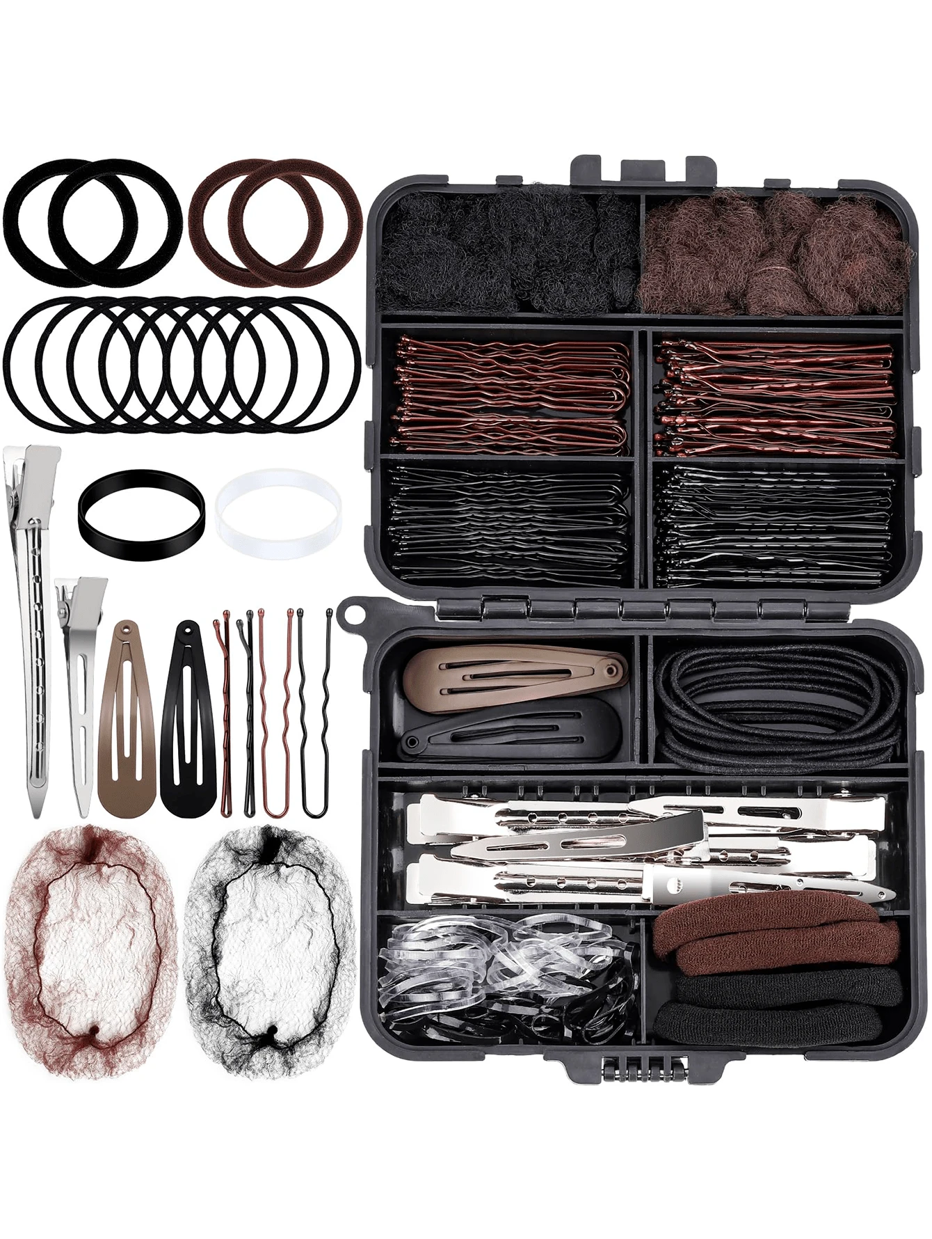 160 Pcs Hair Accessories Kit Complete Set With Bobby Pins Hair Clips Hair Nets Ties Storage Case For Ballet Dance Competition - 金色 - 查看 1