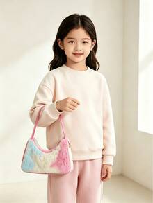1pc Fluffy Autumn/Winter Versatile Niche Design Handheld Shoulder Bag, Fashionable Underarm Bag - Plush - View 2