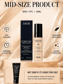Dior Forever Foundation (Matte Finish) #0N, ukuran penuh 30ml/sampel 5ml/ukuran mini 2.7ml, foundation dengan coverage tahan lama, menyamarkan pori-pori dan mengontrol minyak, cocok untuk jenis kulit berminyak dan normal. - Dior Matte Foundation #ON - View 6