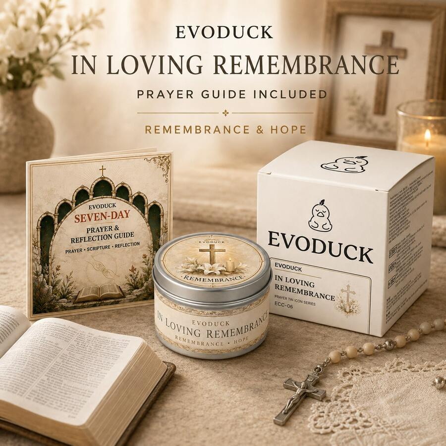 EVODUCK 1件裝紀念宗教蠟燭禮盒,虔敬追思錫罐蠟燭附7日禱告經文反思小冊子,祭壇紀念角落裝飾,適合邊桌、亡靈節/週年紀念禮物 - 宗教蠟燭 - 查看 1