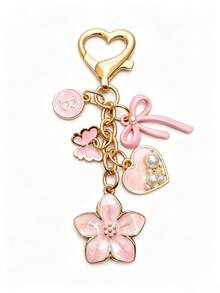 1pc 26 Letter Enamel Floral Keychain Pendant, Creative Key Ring Decorative Accessory, Car Key Chain, Bag Charm, Suitable For Friends, Family, Valentine's Day Gift, Birthday Gift, Holiday Gift, Party Favor - Multicolor - View 4