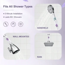 1PC Fragrance Shower Water Filter, Replaceable Aroma Cartridge Showerhead Filter, Vitamin C Scented Bathing Filter For Bathroom, Easy Install Shower Filter Accessory, Lavender/Rose/Lemon/Jasmine/Cherry Blossom - Shower Head Filter - View 4
