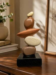 Stacked Stone Sculpture - Abstract Balanced Rock Art Resin Sculpture, Fashionable And Elegant Design, Desktop Decor, Home & Office Gift, Birthday, Graduation, Christmas Gift (Gray And Brown) - Multicolor - View 10