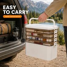YOUFUNIQUE 3-Tier & 5-Tier Large Capacity Multi-Layer Storage Box, Transparent Portable Art And Sewing Supplies Organizer With Handle, Clear Trays And Labels For Crafts, Beads, Cosmetics, Jewelry, Travel, Camping, Home And Office - White Five-layer - View 9