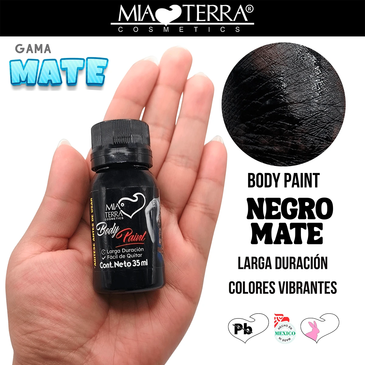 MIA TERRA COSMETICS BODY PAINT LIQUID WATER BASED MATTE