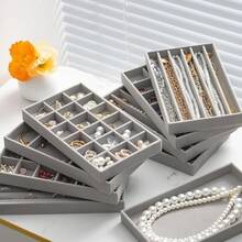 New Upgraded 3-Layer Dust-Proof Acrylic Jewelry Storage Box, Modern Rectangular Desktop Display And Storage Jewelry Box - Grey - View 5
