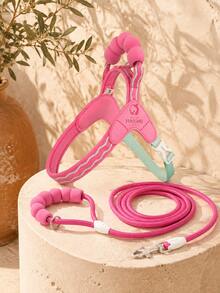 1pc Adjustable Pet Saddle-Style Harness, Soft Sponge Handle Design, Reflective Wavy Stripe Dog Chest Strap, Lightweight Comfortable Small Dog Puppy Walking Harness, Outdoor Pet Supplies, Cat Dog Accessories Dog Leash Harness, Small Dog Harness, Puppy Travel Essential, Car Pet Supplies, Cat Dog Goodies, Dog Leash, Cute Pet Outdoor Walking Gear - Multicolor - View 4