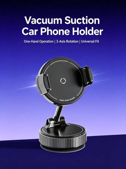 Vacuum Suction Cup + Mechanical Clip Car Phone Holder, 3-Axis Foldable Phone Stand, One-Hand Operation, Mark-Free Removal, Suitable For Car, Bathroom, Kitchen