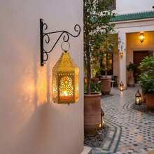 High-End Moroccan Style Metal Lantern Set, Hollow Projection Iron Candle Holder, Suitable For Halloween, Valentine's Day, Thanksgiving And Christmas Holiday Tabletop Decor, Home Kitchen Decoration - Child-Friendly, Easy Installation - A - View 14