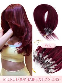 22 Inch Fishing Line Micro Ring Human Hair Extensions With Beads, 25 Strands, 25G/Pack, No Glue Needed, Easy Installation, Invisible, Glue-Free Hair Extensions, Holiday Essential, School Supplies, Bridal Style, Daily Look, Back To School Essential, Travel Essential - Multicolor - View 22