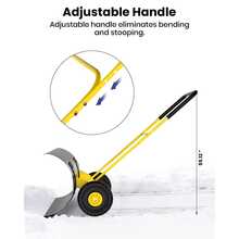GOCAPTAIN 29-Inch (74 Cm) Heavy-Duty Wheeled Snow Shovel, Suitable For Driveways And Doorways - Sturdy Non-Slip Handle, Durable Double Rods, Fast Snow Clearing - U-Shaped Handle, Red Hub, Black Scoop, Large Double Rods - Big Double Bar - View 7