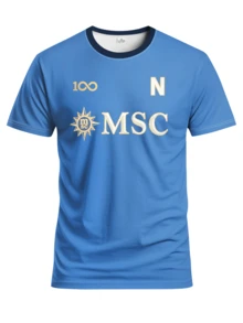 Naples New Custom Men's Football Jersey & Customizable Name & Number & Round Neck Lightweight Football Sports Top & Suitable For Football Matches, Training, Daily Wear, Gifts - Blue - View 4