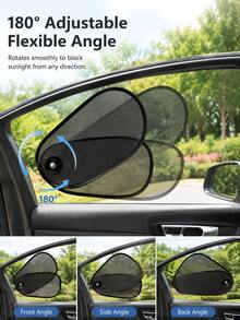 Universal Adjustable Car Side Window Sunshade, 180° Rotatable & Foldable Polyester Mesh Car Window Shade With Suction Cups, UV Protection & Heat Insulation, Clear View Side Window Cover, Summer Car Interior Accessory - A - View 9