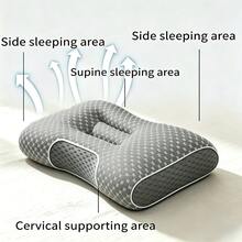 Ergonomic Cervical Contour Pillow, Side/Back/Stomach Sleeping Neck Support Pillow, Breathable Textured Surface Bed Pillow, Deep Sleep Contour Pillow, Multi-Functional Home Bedroom Night Rest Pillow - Grey - View 5