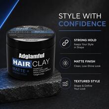 Adglamful 120g Matte Hair Clay For Men, Rich In Honey And Glycerin, Non-Damaging Hair Styling, Natural Texture, Men's Hair Styling Clay - Mud - View 3