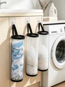 1pc Plastic Bag Dispenser Rack Storage Organizer, Suitable For Kitchen Storage, Also For Behind Door Storage. Kitchen, Storage Rack, Kitchen Essentials, Kitchen Accessories, Bathroom Accessories, Storage Organizer, Kitchen Tools, Kitchen Decor. - Multicolor - View 4