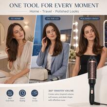 2026 Upgraded Multifunctional Rotating Hair Straightener & Hot Styler - Ionic Curling Iron & Straightener, Wet/Dry Blow Dryer Brush - Black - View 4
