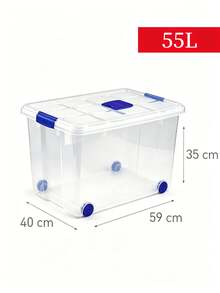 86L Large-Capacity Storage Boxes With Wheels, Stackable Design, Sturdy And Durable, Space-Saving, With Safety Latch Lids, Available In Multiple Sizes, Suitable For Home, Storage Rooms, Offices, Garages , Transparent Tool Storage Boxes - Multiple Specifications - View 18