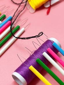 5pcs Long Handle Threading Tools, With Pink, Blue, Green, White, Yellow Bright Colors, Vibrant And Attractive, Compact Size Easy To Store, Convenient To Carry, Suitable For Home Sewing, Embroidery, Cross Stitch And Other Handicraft Projects - Extended Plastic Thread Threader - View 6