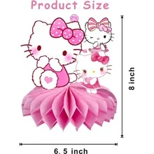 Panini Hello-Kitty 蜂巢桌飾中心裝飾，可愛卡通角色桌面裝飾品，生日派對裝飾用品 - 彩色 - 查看 3