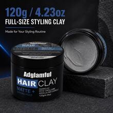 Adglamful 120g Matte Hair Clay For Men, Rich In Honey And Glycerin, Non-Damaging Hair Styling, Natural Texture, Men's Hair Styling Clay - Mud - View 8