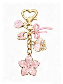1pc 26 Letter Enamel Floral Keychain Pendant, Creative Key Ring Decorative Accessory, Car Key Chain, Bag Charm, Suitable For Friends, Family, Valentine's Day Gift, Birthday Gift, Holiday Gift, Party Favor - Multicolor - View 6