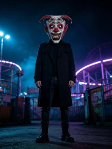 1pc Scary Bell Clown Mask Head Cover Halloween Cosplay Prop - Multicolor - View 2