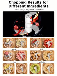 1 Set Electric Mini Food Chopper, Mini Food Processor, Suitable For Onion, Chili, Herbs, Nuts, Vegetables And Meat, Compact Kitchen Chopper, Ideal For Meal Prep, Apartment And Dorm Kitchen - Multicolor - View 6