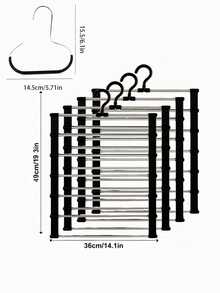 Multi-Layer Pants Rack - Space-Saving Foldable Design, Helps Efficiently Organize Wardrobe; Suitable For Jeans, Leggings And Casual Pants Plastic Multi-Layer Pants Rack; Features Non-Slip Storage Function, Easy To Assemble; Ideal Choice For Holiday Preparation And Seasonal Wardrobe Organization; - Multicolor - View 5