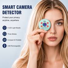 1pc Portable Hidden Camera Detector, Mini Camera Finder With 4 LED Beads And 3 Detection Modes, USB Rechargeable Camera Scanner, With Lanyard, Suitable For Hotel, Travel, Home And Office - Multicolor - View 2