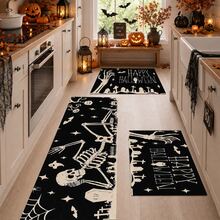 1/2pcs Halloween Skeleton Pattern, Vintage Diatomaceous Earth Mat, Super Absorbent, Non-Slip, Perfect For Bathroom, Kitchen And Dining Room, Quick Drying, Machine Washable, Ideal Gift For Home Decor And Bathroom Mat - Multicolor - View 1