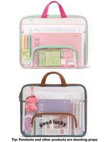 Multi-Layer Mesh A4 File Organizer Bag With Handle, Cute Colorblock Student Subject Folder Tote, 180° Wide Opening Zipper Folder, Shockproof Hard Support Assignment Bag, Suitable For School And Office Supplies - Multiple Options Available - View 29