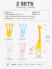 24/12/1pc Exquisite Fruit Fork, Cake Pick, Coffee Stirrer, Milkshake Fork, Bento Accessory, Mug Decor Top, Kitchen Tool, Party Accessory, Holiday Gift, Tabletop Decor, Washable And Reusable - Multicolor - View 8