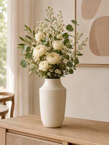 1pc Beige Textured Vase, Modern Minimalist Flower Vase For Fresh Flowers & Greenery, Neutral Boho Farmhouse Home Decor For Living Room, Entryway, Dining Table, Shelf, Mantel, Tabletop Centerpiece And Housewarming Gift - Multiple Styles - View 6