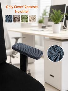 2pcs Solid Color Office Chair Armrest Covers, Jacquard Elastic Armrest Protector, Non-Slip Sofa Armrest Covers Suitable For Office And Home Use - Multicolor - View 2