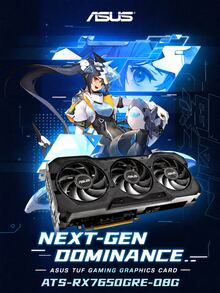ASUS AMD ATS-RX7650GRE-8G Graphics Card, Durable Design, 3 Axial Fans, Quiet Operation, Dual BIOS, 8GB VRAM - View 1