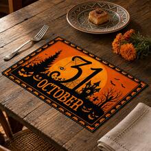 1pc/4pcs/6pcs/8pcs Halloween Pattern Table Mat, Breakfast Mat, Coffee Bar Mat, All Season Decorative, Washable Table Mat, Room Decor, Kitchen Table Mat, Indoor/Outdoor Party Decor, Home Decor, Ideal Gift - Multicolor - View 3