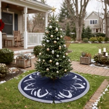 Christmas Tree Skirt,36in/48in Knitted Reindeer & Snowflake Pattern, Round Christmas Tree Base Cover, Holiday Home Party Decor - Multicolor - View 7
